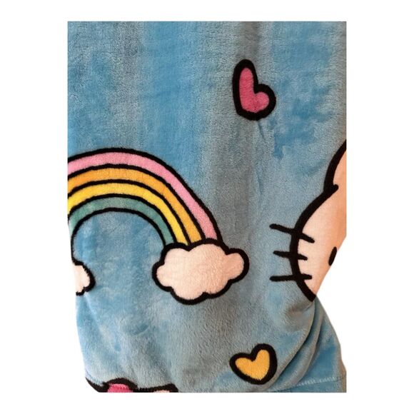 Hello Kitty Blue Rainbow Throw Blanket 60 X 70 inches Blue NEW - Picture 3 of 6